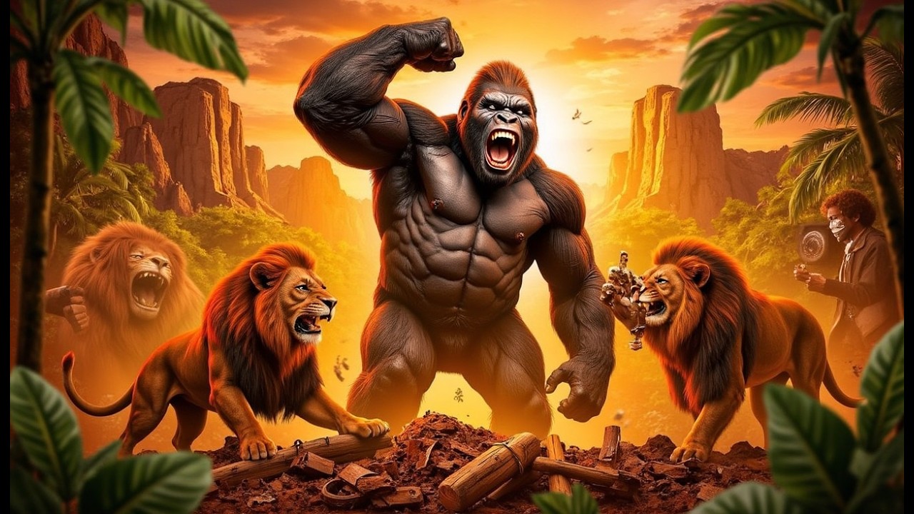 KING KONG and SIMBA LION vs POACHERS The Skull Island Battle Against Deadly Traps  King Kong Movie