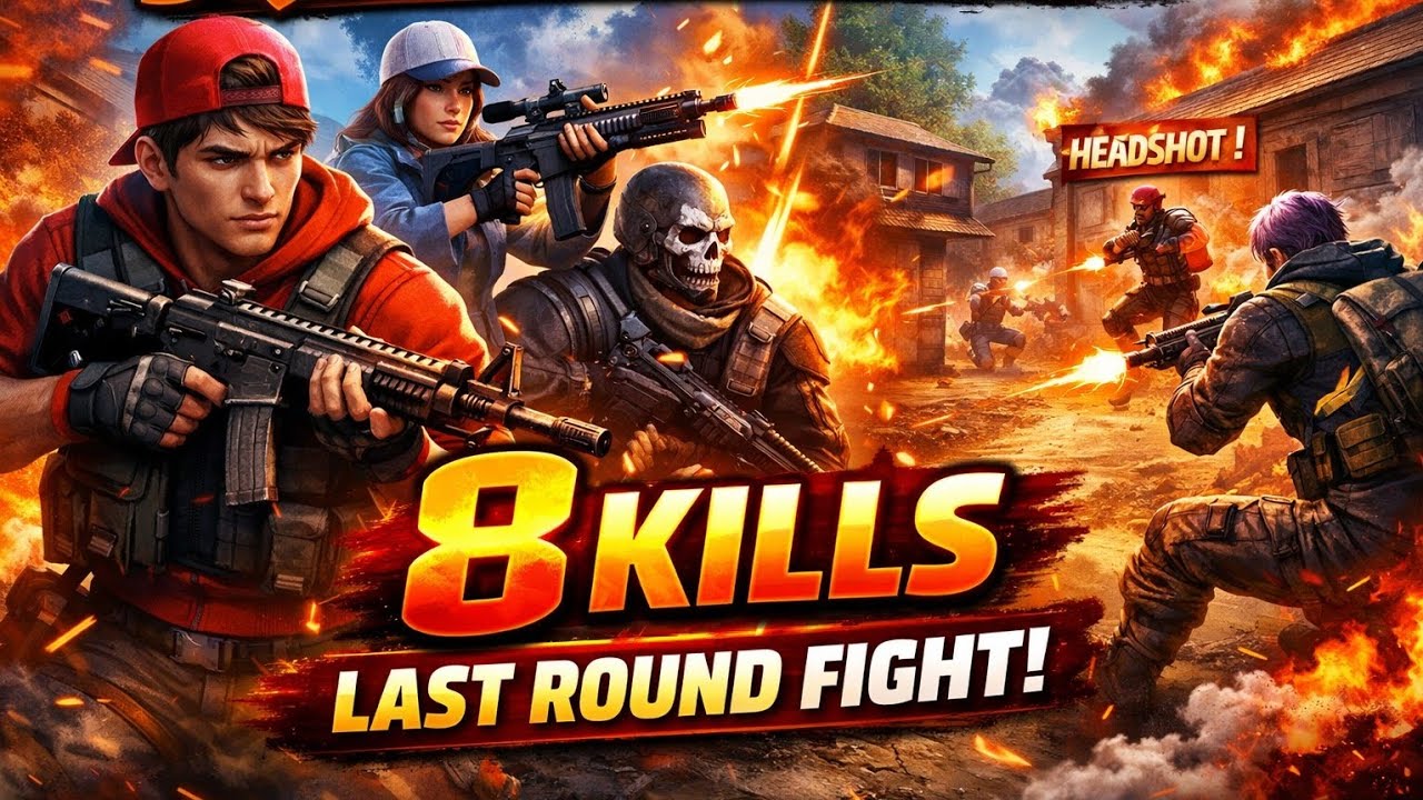 8 Kills Squad Gameplay 🔥 Intense Last Round Fight | Free Firefree #freefire #freefireindia#freefire 