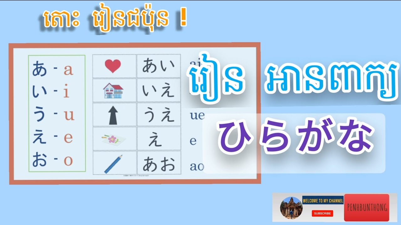 ភាសាជប៉ុនកម្រិតដំបូង ( វីដេអូទី3៖ រៀនប្រកបពាក្យងាយៗ ជាមួយអក្សរ ហ៊ីរ៉ាហ្គាណា)