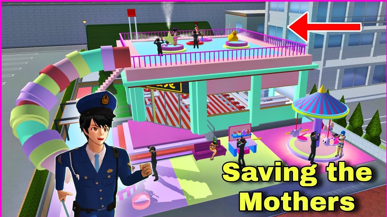The Policeman Save All the Moms at the Ramen Water Park in Sakura School Simulator 