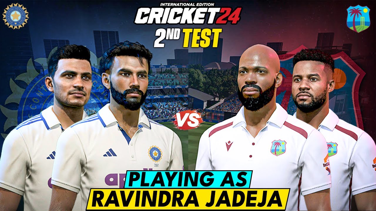 India vs West Indies 2nd Test | Playing as Ravindra Jadeja in Cricket 24 😍🔥