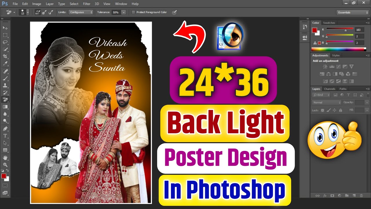 Back Light Poster Design In Photoshop | photoshop me wedding back light poster kaise banaye ||