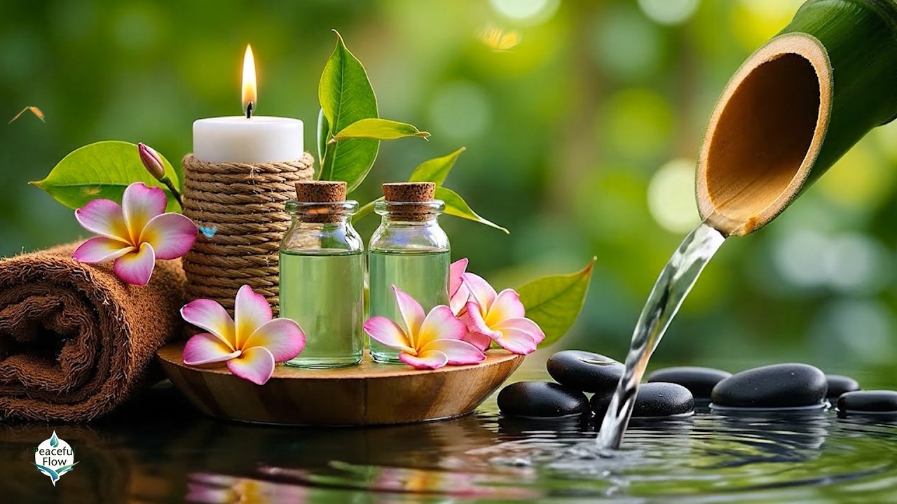 Relaxing Sleep Music with Bamboo Water Sounds 🌿Deep Sleep & Healing Music Anxiety Relief, Spa, Yoga