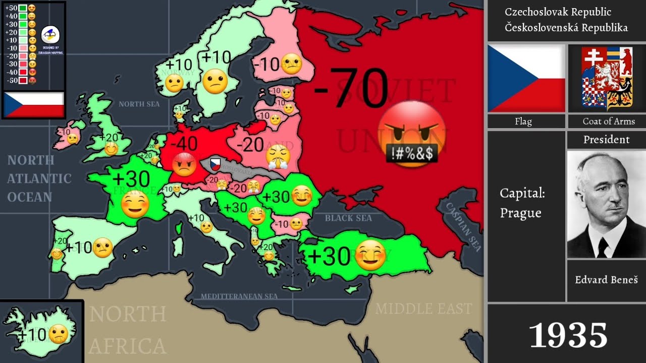 Relations between Czechia & Europe (1918-2024) Every Year