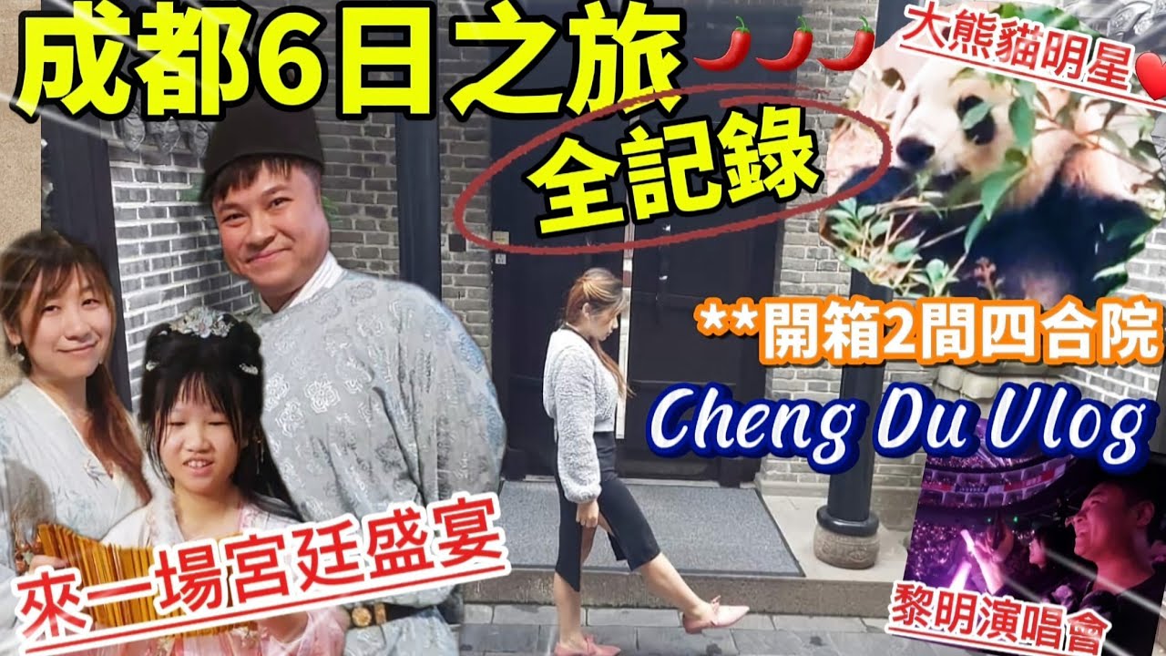 【成都】四川成都6天vlog💯|大熊貓基地🐼|蜀宴賦宮廷宴🍽|住四合院👍|寬窄巷子|黎明成都演唱會🥰|爆菊花之旅🥲🥲