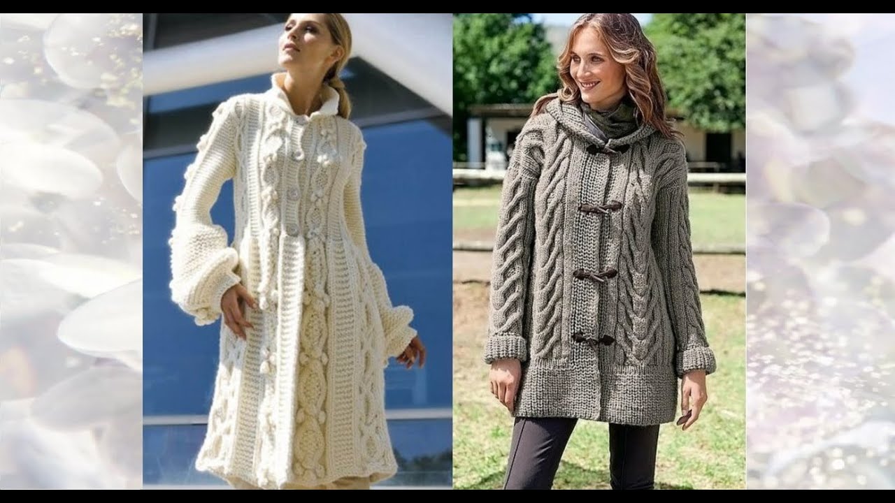 A selection of interesting ideas for knitted women's coats