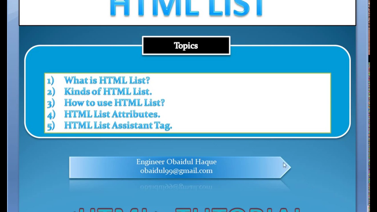 HTML List tutorial, Bangla tutorial