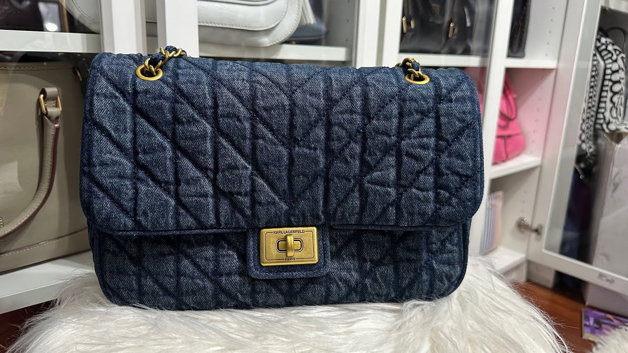 THE BAG IS SECURED 🎉🎉🎉😂😂😂-KARL LAGERFELD-Agyness Quilted Denim Shoulder Bag