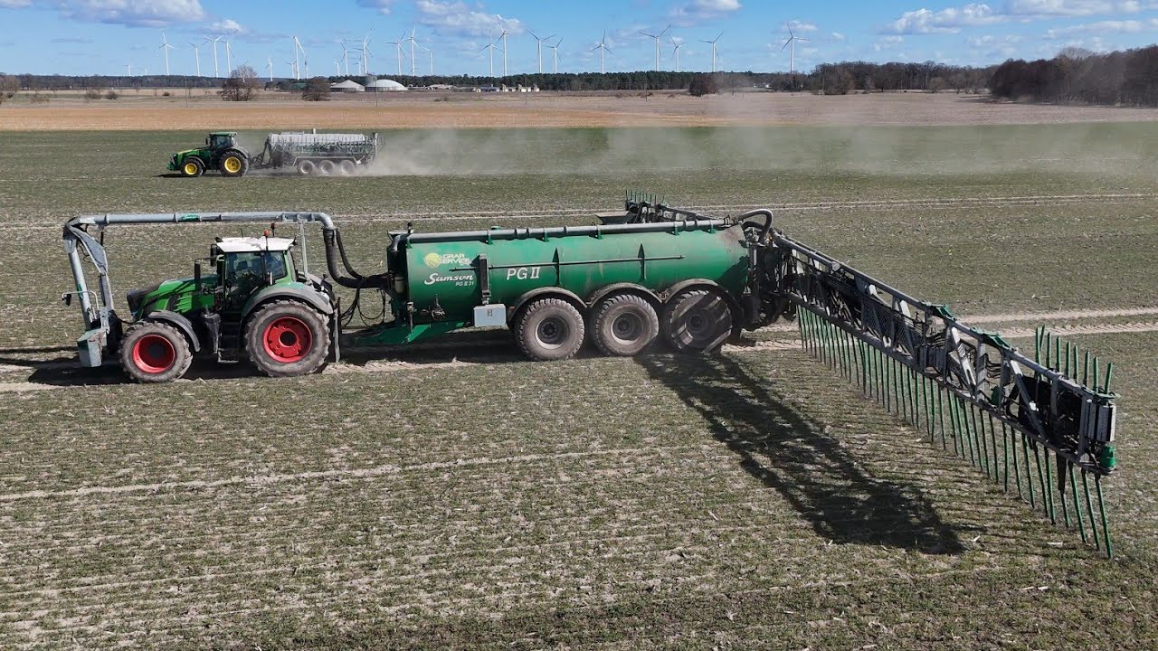 FENDT 939 mit ein SAMSON PG II Fass und Schleppschlauchgestänge / Gärreste / Agrarservice Engel  4K
