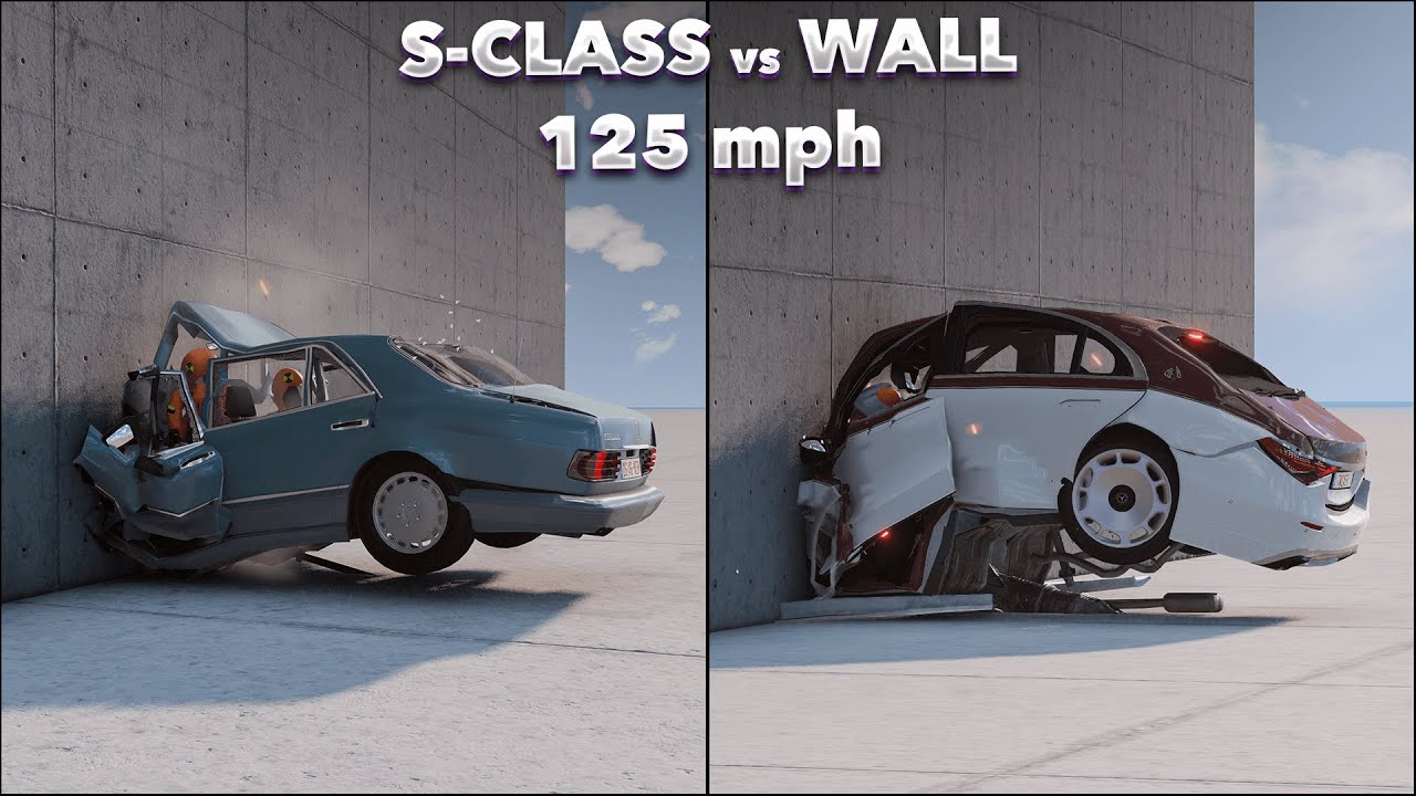Evolution of the mercedes S-class | Crash Test Comparison | S-class vs WALL