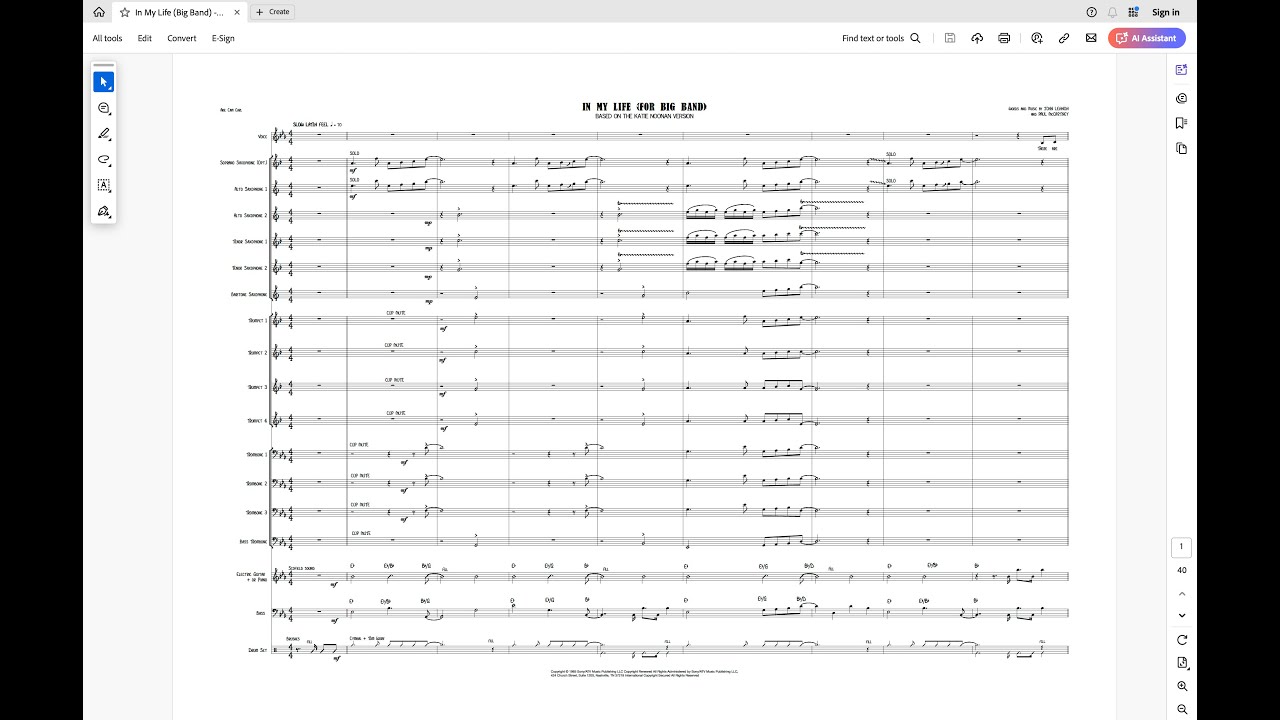 In My Life for Vocal and Big Band - Score Screen Recording 2025 03 16 at 4 31 59 PM