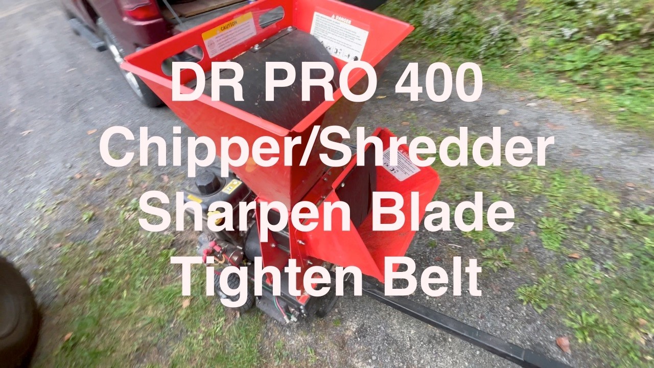 Dr PRO 400 Chipper/Shredder - How to Remove, Sharpen, Replace Blade, Tighten Belt