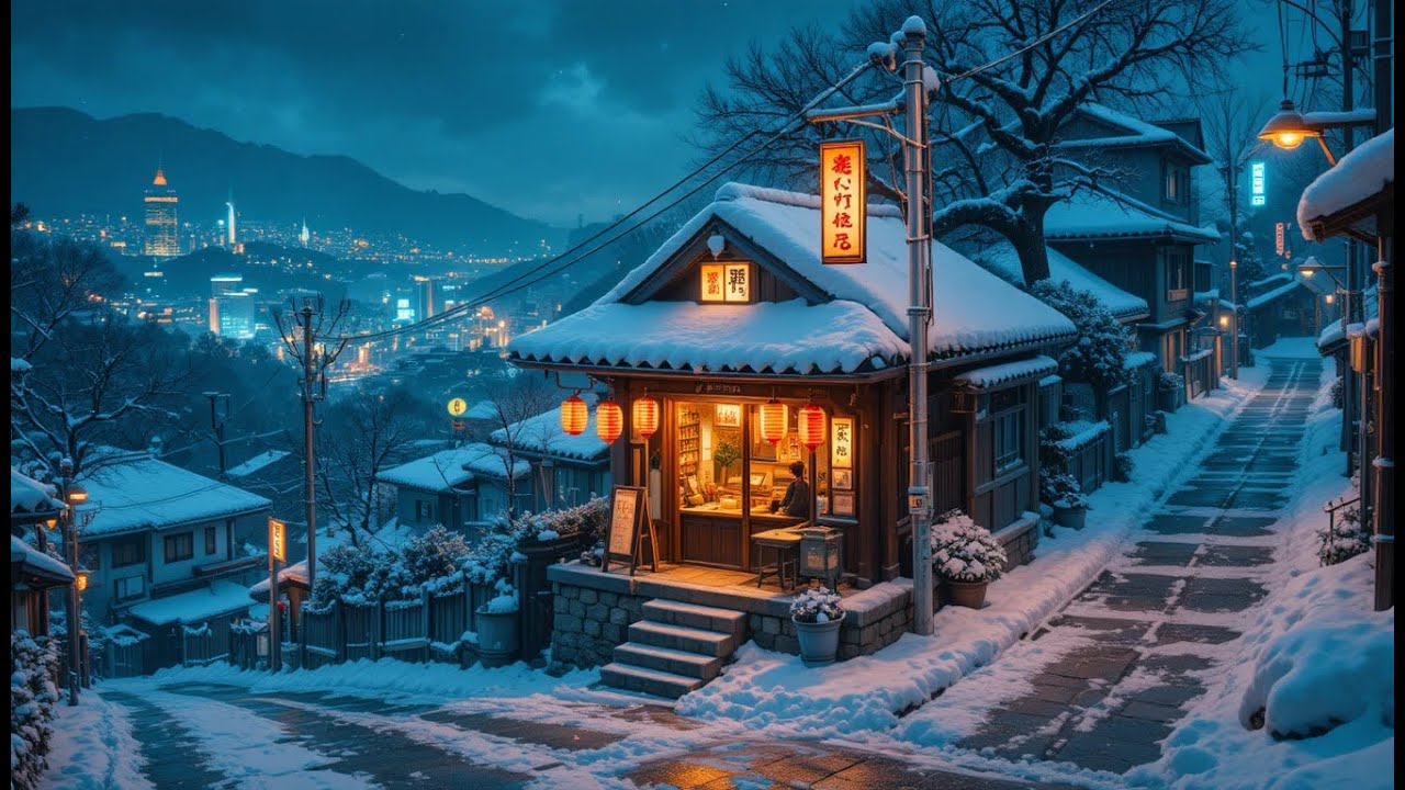 Falling Snow at Night 🌨️ Lofi Hip Hop for Peaceful Moments - Silent Snow Lofi