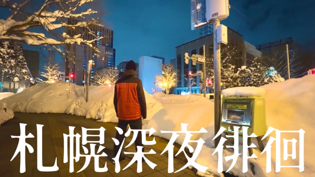 大雪の跡。札幌の夜を散策する。