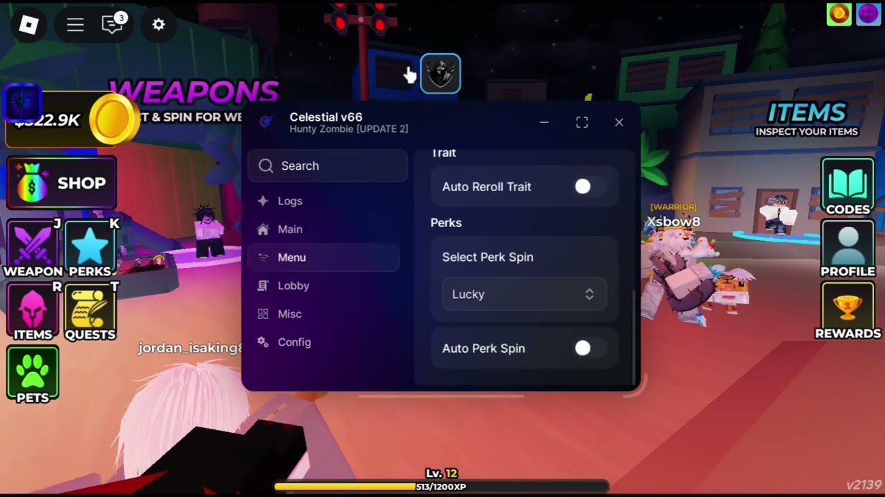 CELESTIAL SCRIPT (HUNTY ZOMBIE 2) offers Auto Farm, Auto Attack, ESP, Infinite Gold [NO KEY]