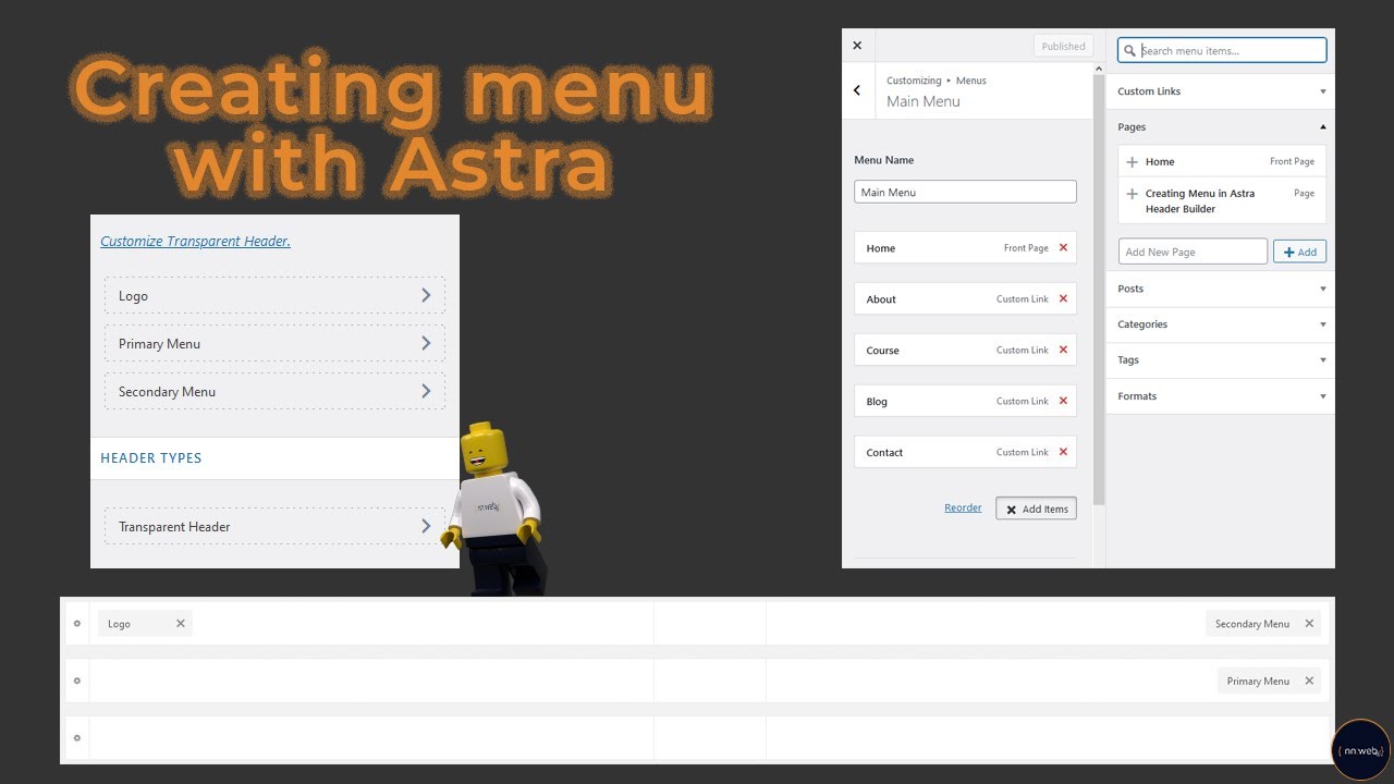 Creating menu with Astra theme