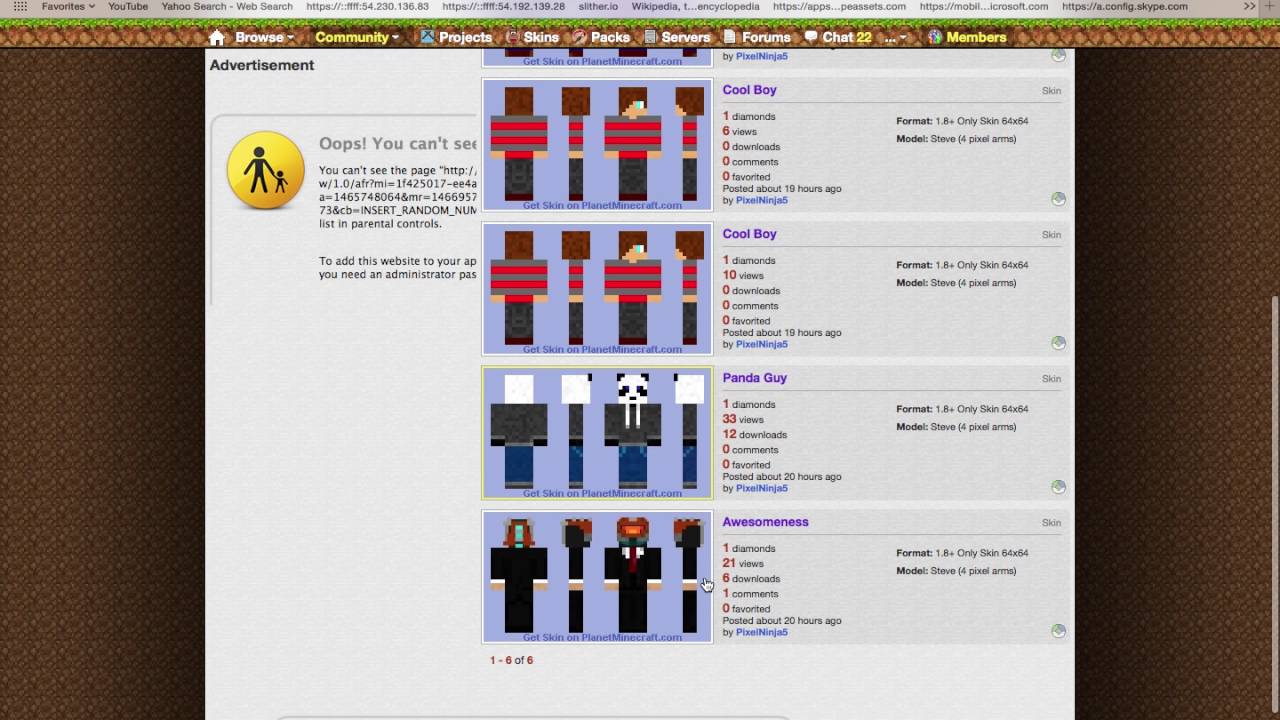 My Planetminecraft Account