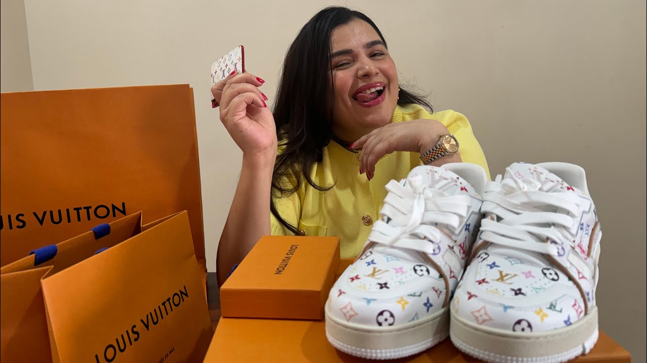 Unboxing Louis Vuitton x Takashi Murakami trainer sneakers and the multicolour cardholder #lvxtm