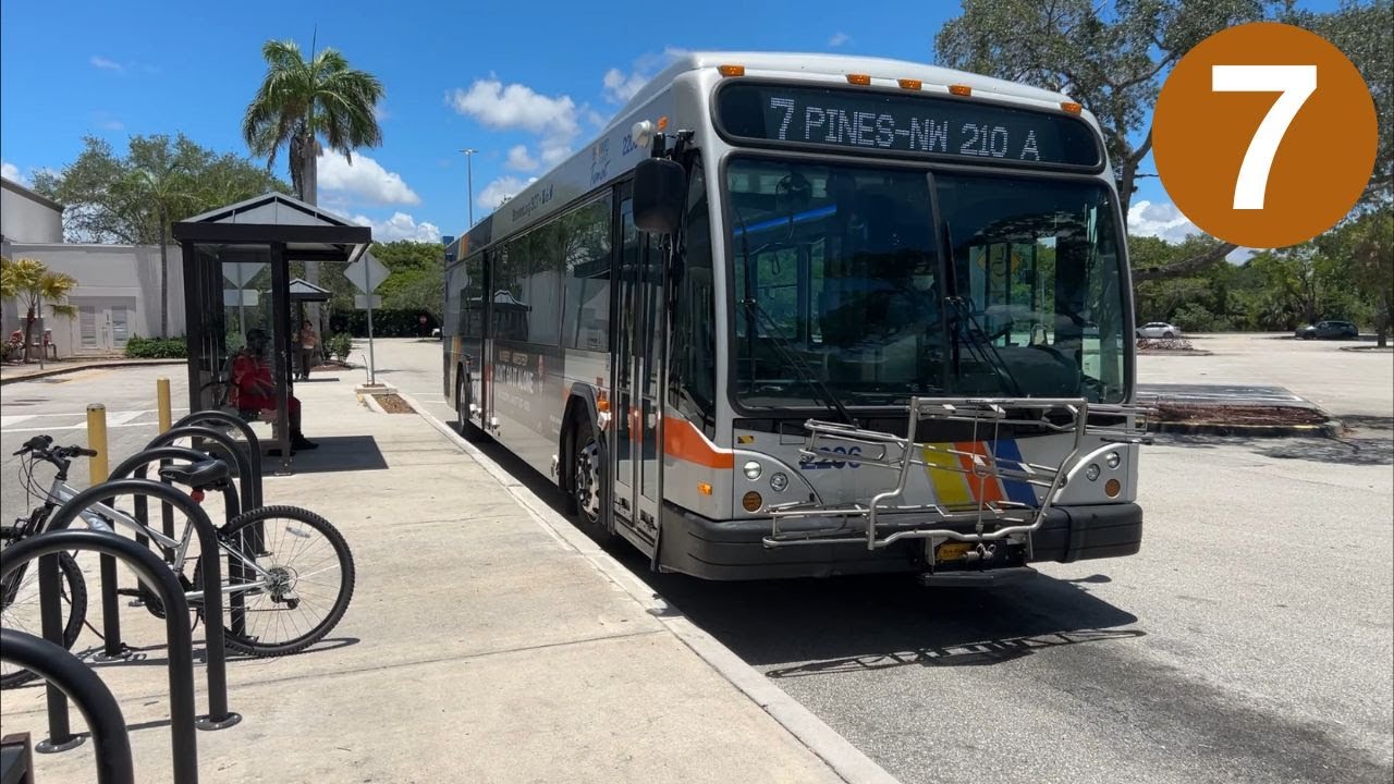 Riding Broward County Transit Bus 7, Pembroke Lakes Mall to Pines Blvd & NW 163 Ave, Gillig BRT 40'