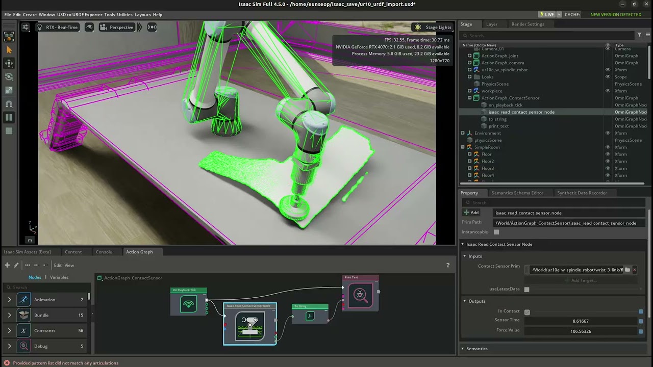 Isaac sim Task: Enable the measurement of Contact force