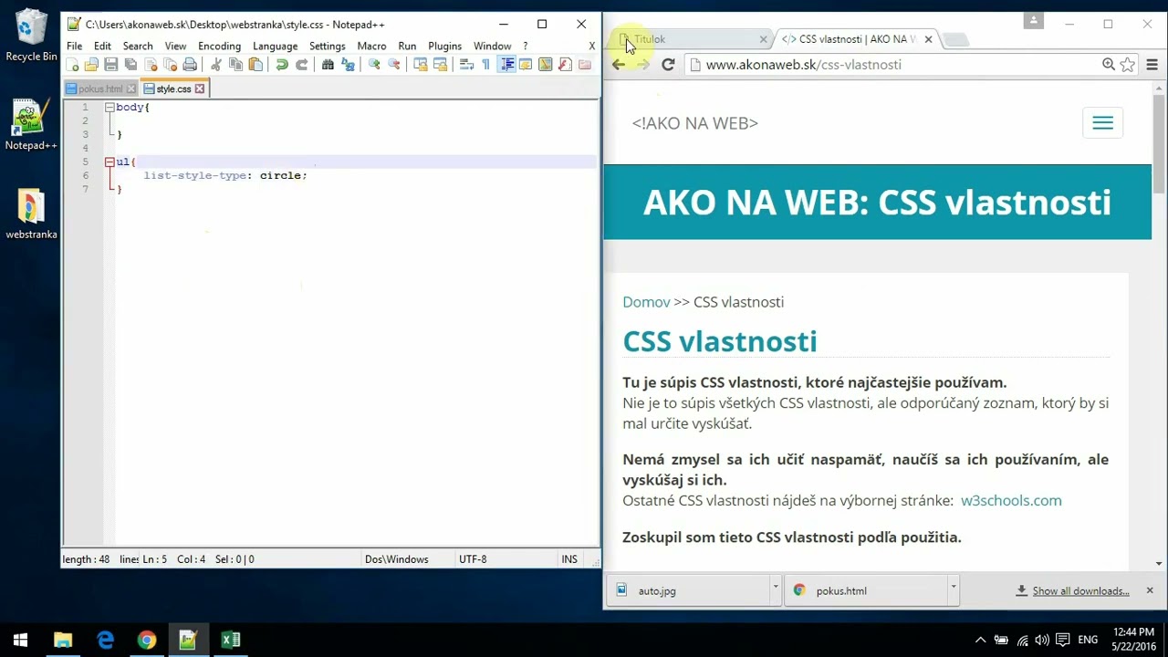 HTML/CSS -  07. HTML 5 deklarácia a úvod do CSS - kaskádové štýly dokumentov.