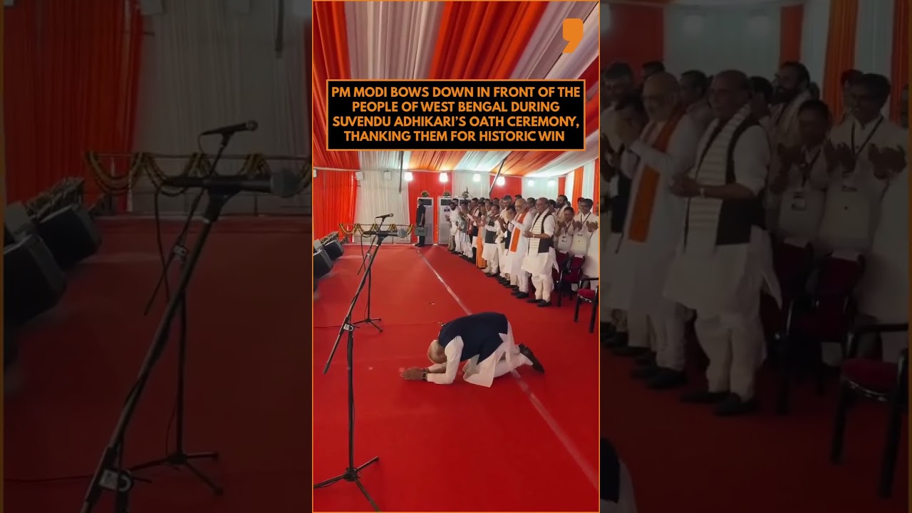 PM Modi Bows to People at Suvendu Adhikari&rsquo;s Bengal CM Swearing-In Ceremony