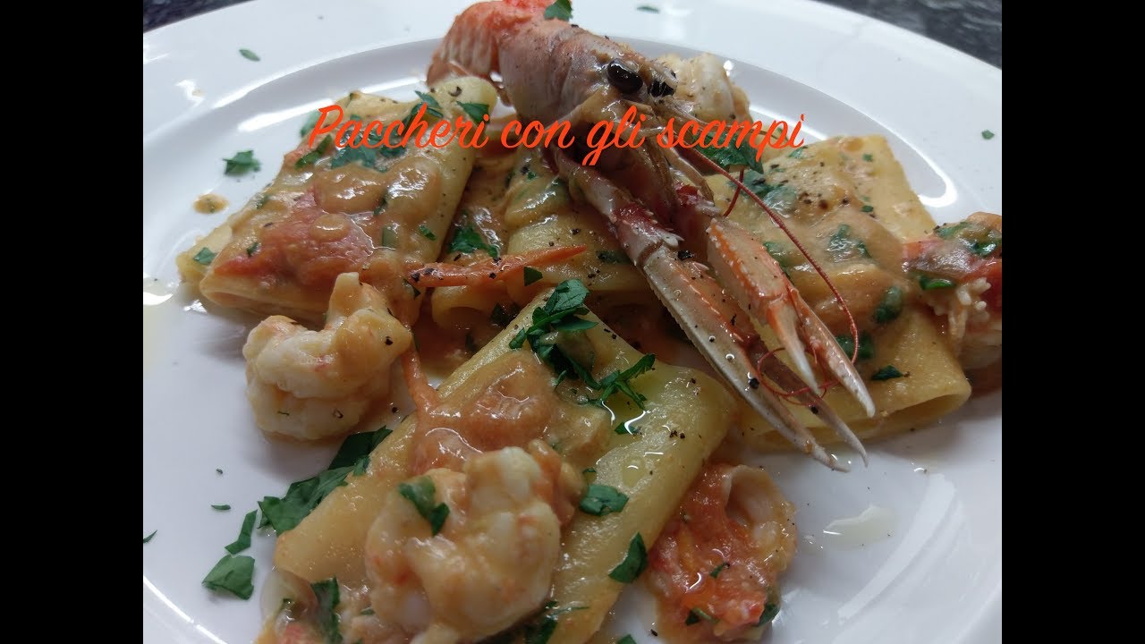 Paccheri con gli scampi