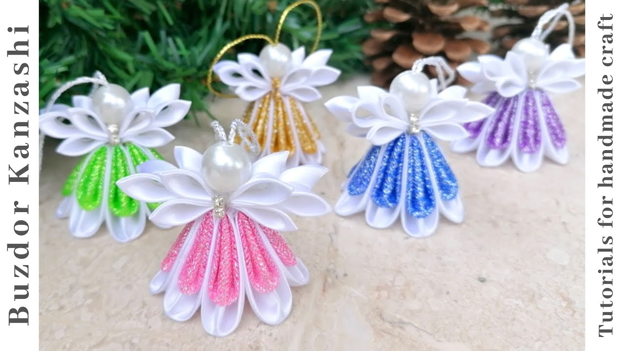 DIY kanzashi angel 04 - kanzashi angyalka 04 - Christmas angel ornaments