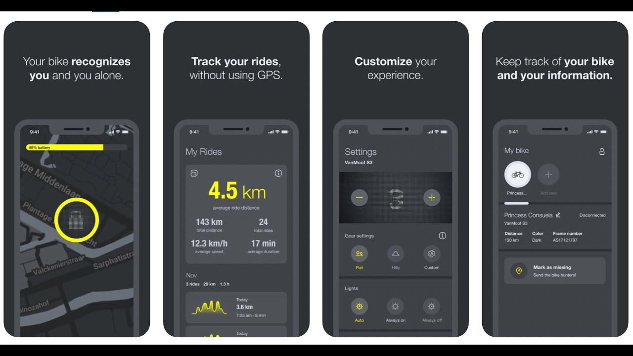 Die Vanmoof App im Detail