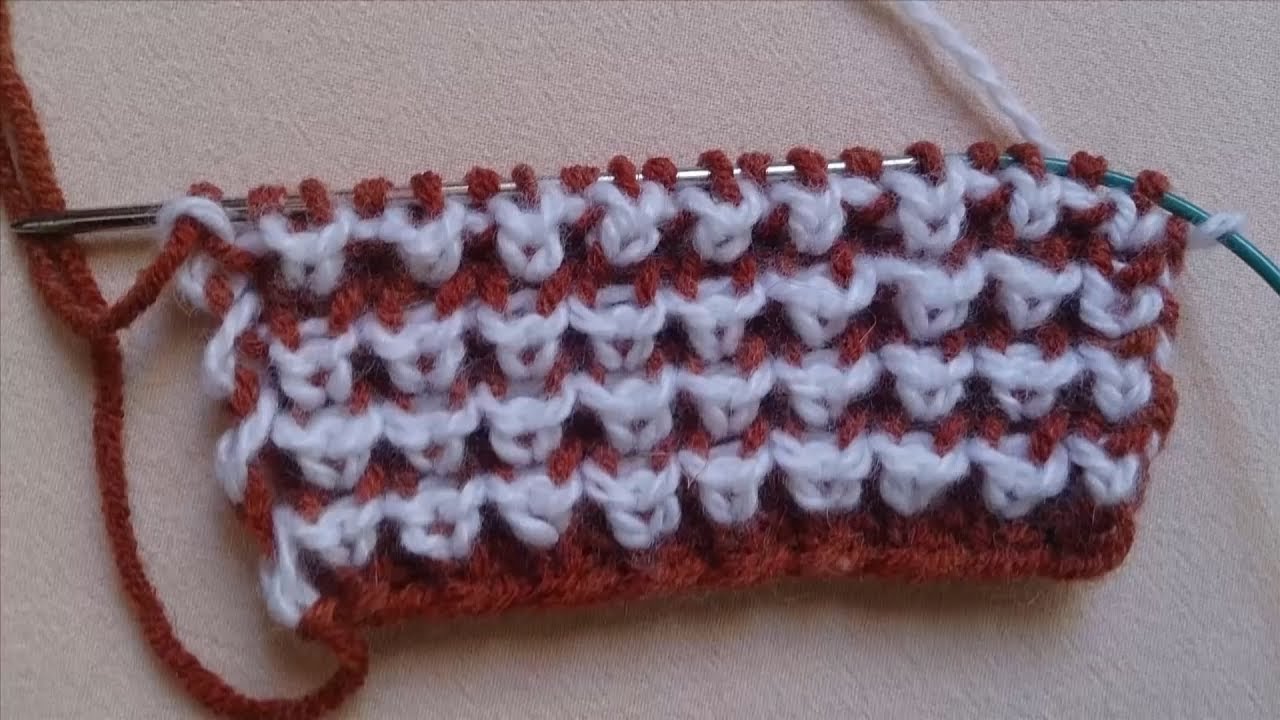 Knitting  Lesson № 22 Knitted Boucle  Beautiful two coloured double faced boucle  Part 1
