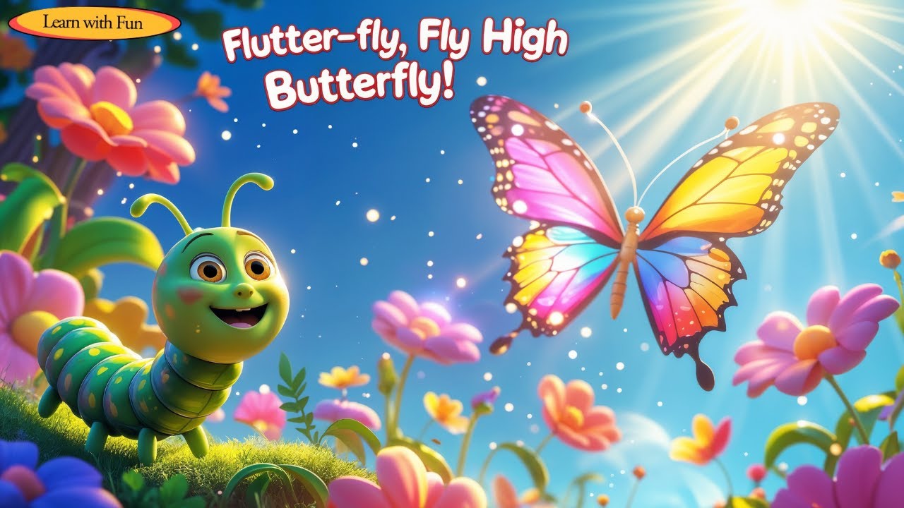 🦋Flutter-Fly, Fly High Butterfly!🦋 | Fun Caterpillar Transformation Lullaby Song for Kids & Toddlers