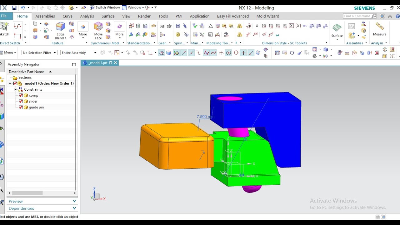 #Slider Concept #Assembly Constraints in #NX #Mold Design