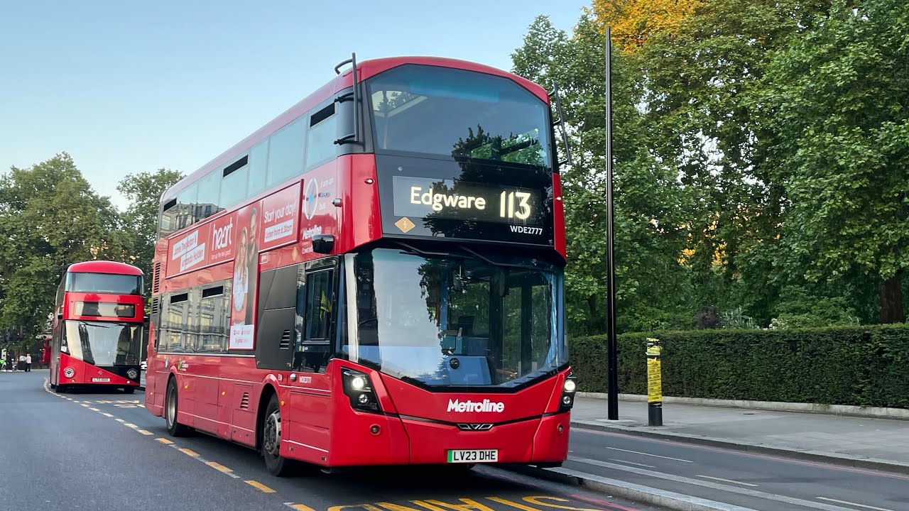 FRV. London Bus Route 113: Marble Arch - Edgware Station Wright Electroliner WDE2777 (LV23DHE)