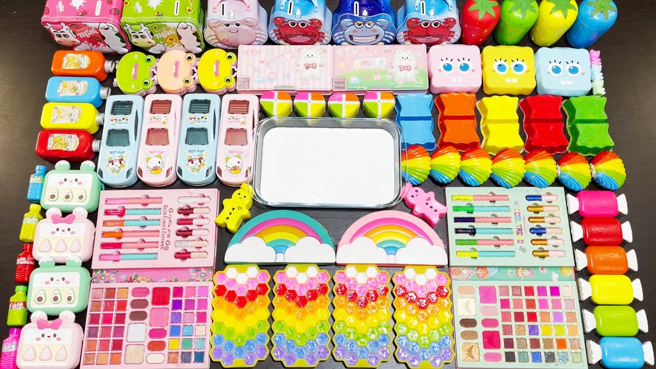MIXING SLIME WITH MAKEUP VS GLITTER ! Mixing Random Things Into Glossy Slime #5826