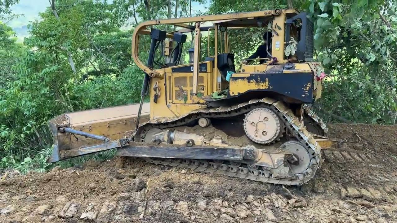 New road clearing with Cat D6R XL bulldozer