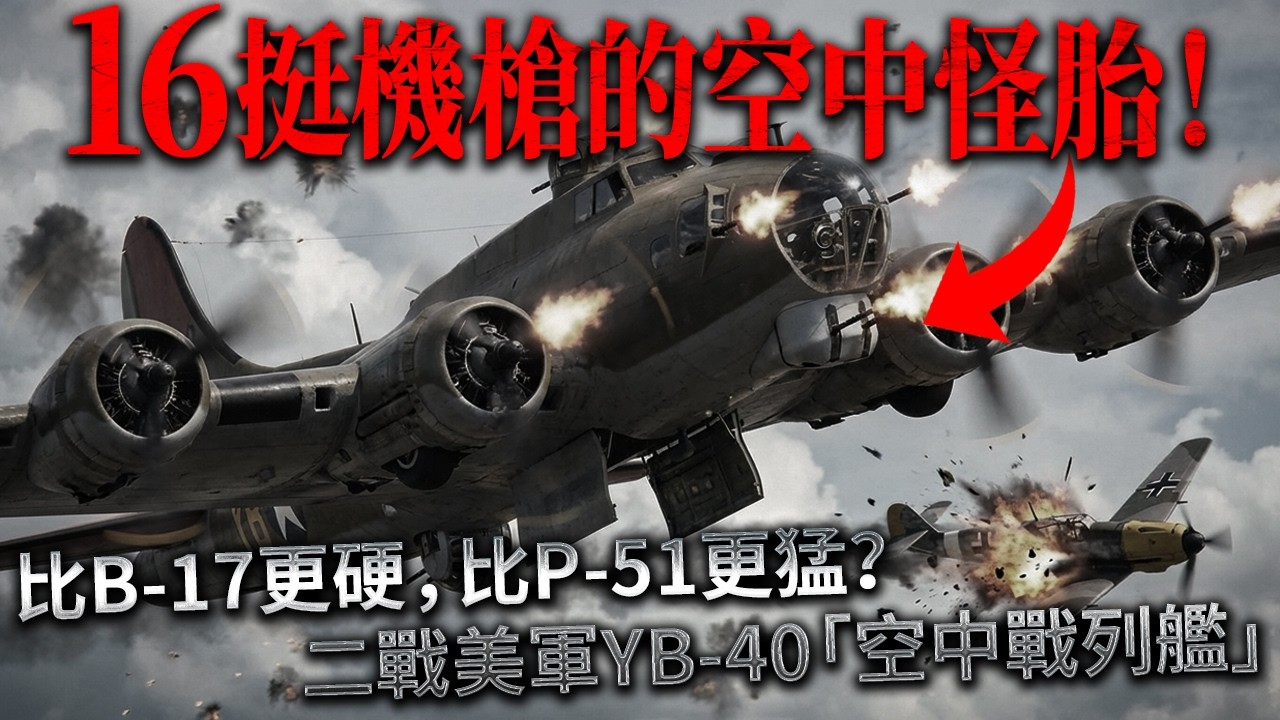 16挺機槍空中怪胎！二戰YB-40「空中戰列艦」，燒掉2億的失敗實驗！