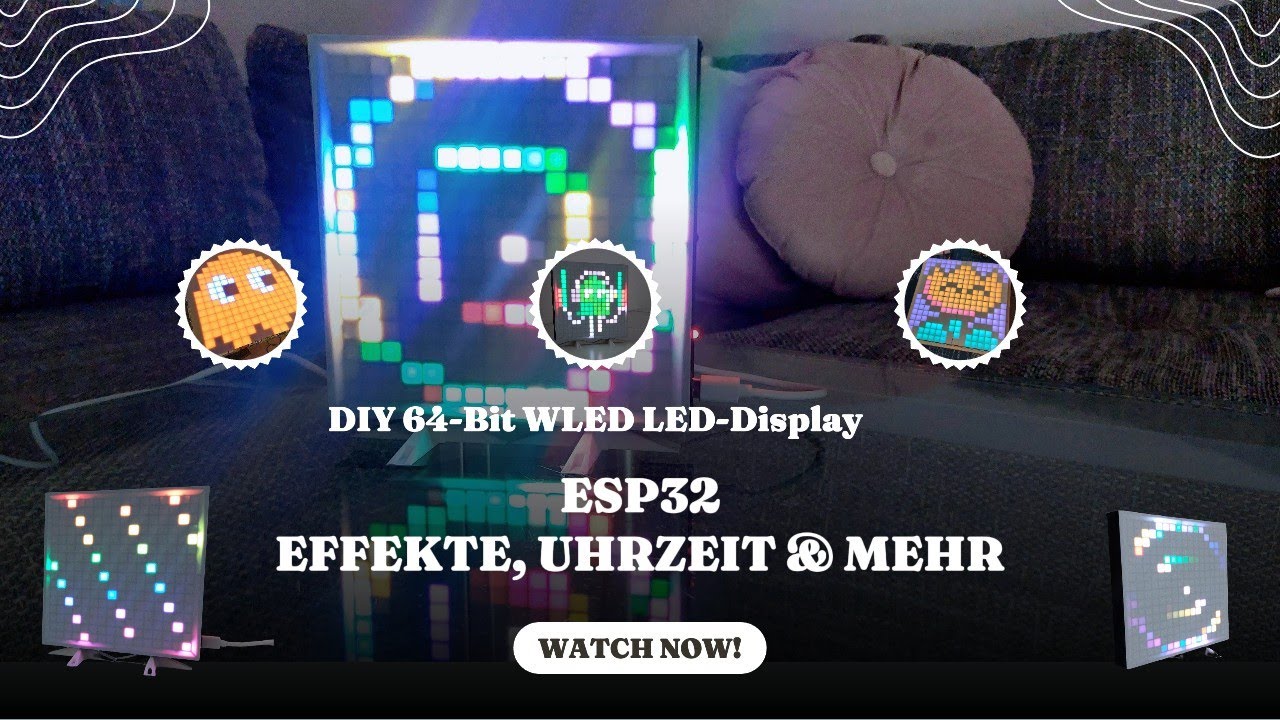 DIY 64-Bit WLED LED-Display mit ESP32 | Effekte, Uhrzeit & Mehr