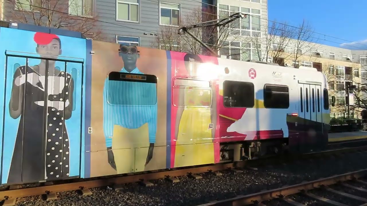 13 COLORFUL Baltimore LIGHT RailLink TRAINS Arrive & Depart Mt. Royal Station in Baltimore, MD