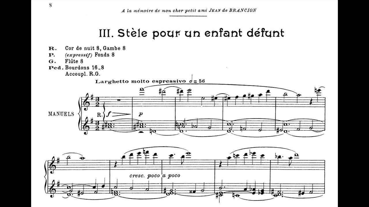 Louis Vierne - Stèle pour un enfant défunt - Tryptique Op.58 (Score Video)
