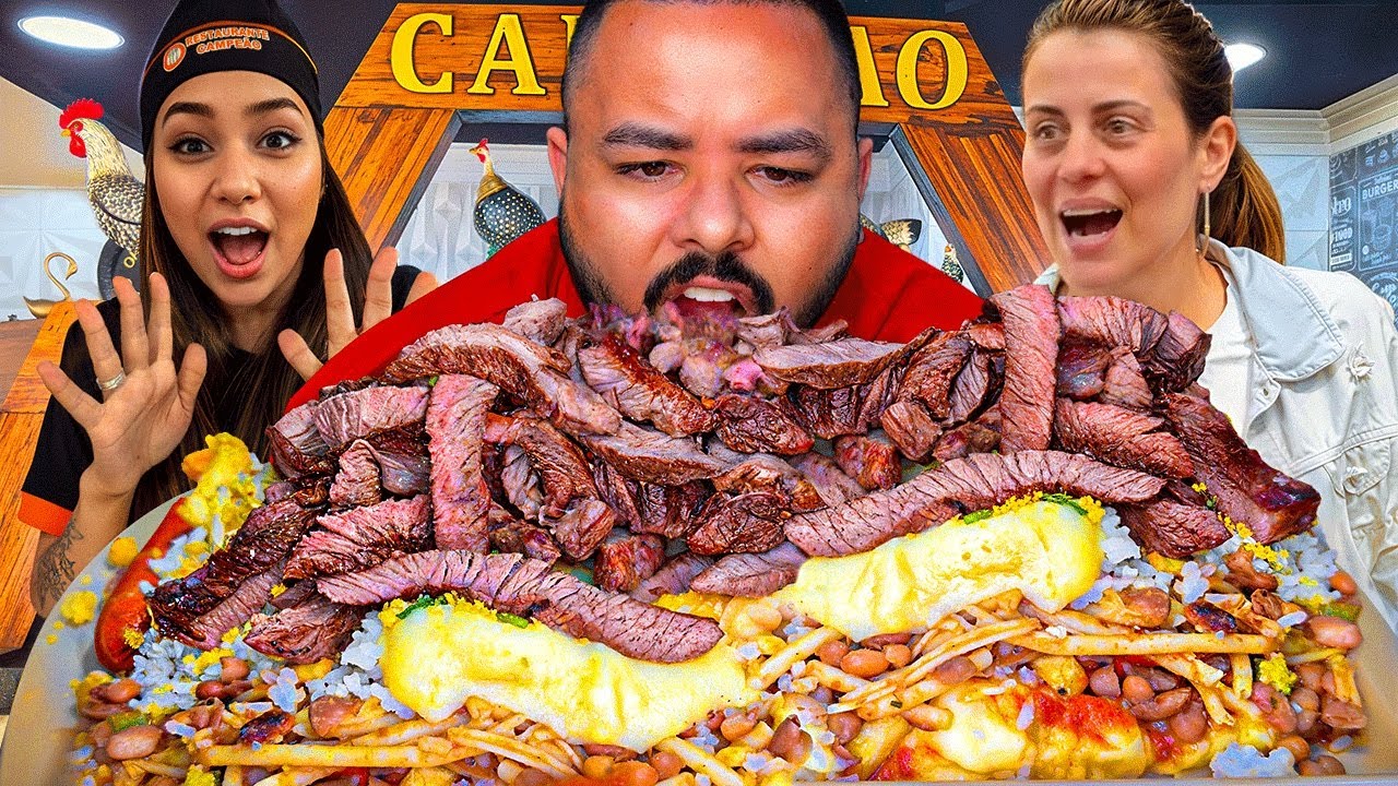 🍖O MAIOR BANDEJÃO COM CHURRASCO QUE JÁ COMI! *As pessoas ficaram em choque