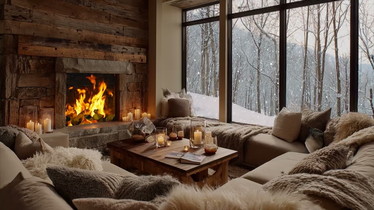 Cozy winter evening ❄️ snow glowing faintly beyond the glass as sleep slowly comes