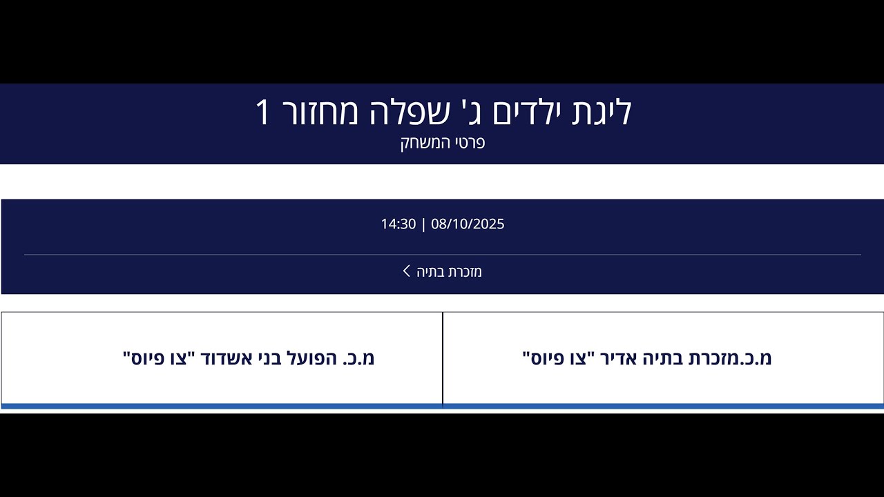 תקציר המשחק -מזכרת בתיה מארחת את הפועל בני אשדוד  -מחזור ראשון