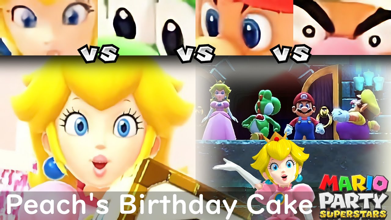 Mario Party Superstars Peach vs Yoshi vs Mario vs Wario in Peach's Birthday Cake (Master)