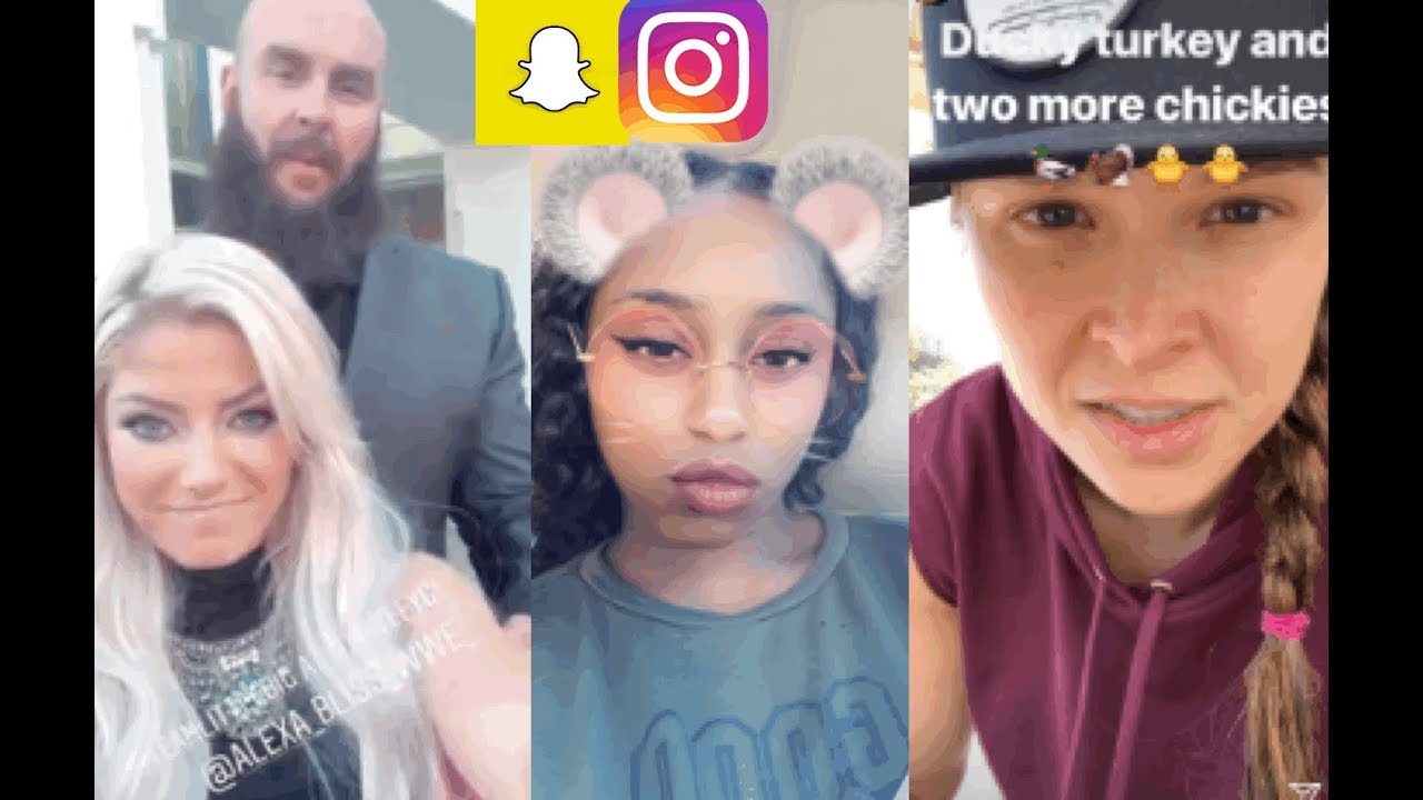 WWE Snapchat/Instagram ft. Ronda Rousey, Braun Strowman, Alexa Bliss, Naomi, Aiden English n MORE