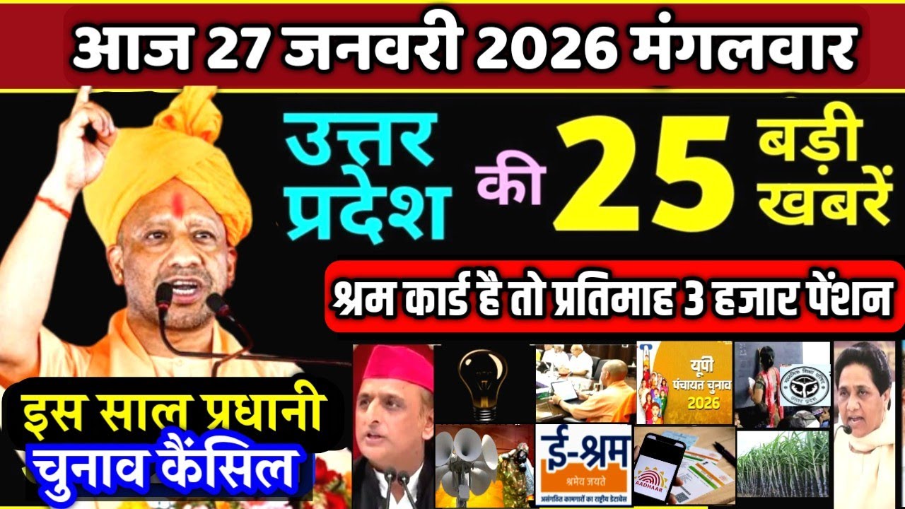 27 january 2026 Up News Uttar Pradesh Ki Taja Khabar Mukhya Samachar Yogi samachar Up News Hindi