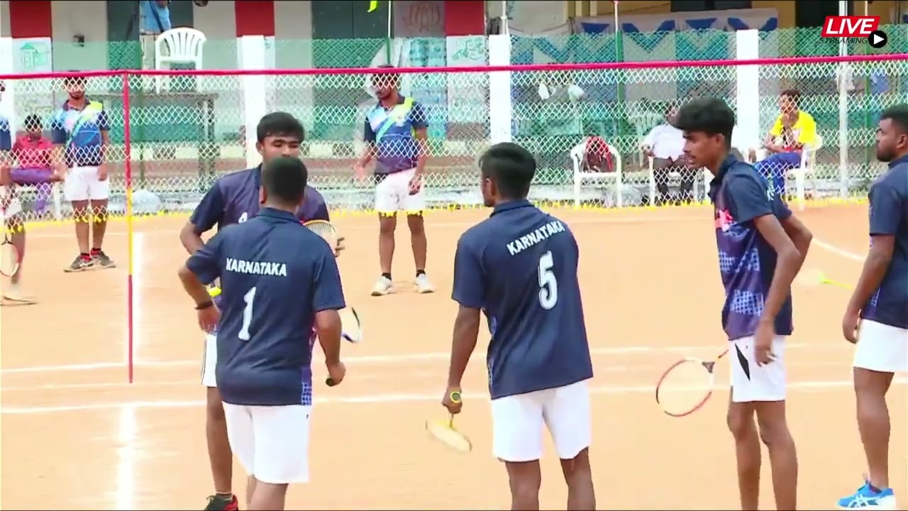 KARNATAKA Vs ANDHRAPRADESH  43rd SOUTH ZONE NATIONAL BALL BADMINTON  3rd League Match Mens