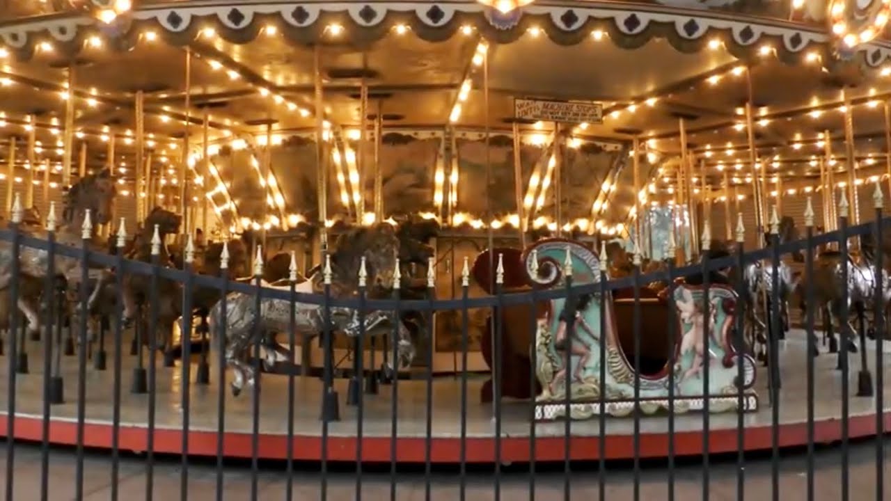 Carousel Merry Go Round Attraction Lights On Full Off-Ride at Griffith Park Los Angeles California