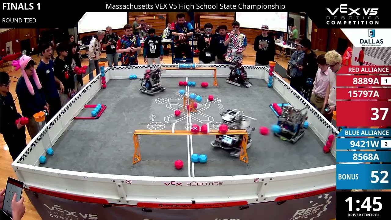 Massachusetts Regionals : Division 1 - Final #1-1 - 8889A & 15797A vs 9421W & 8568A - Auton + Driver