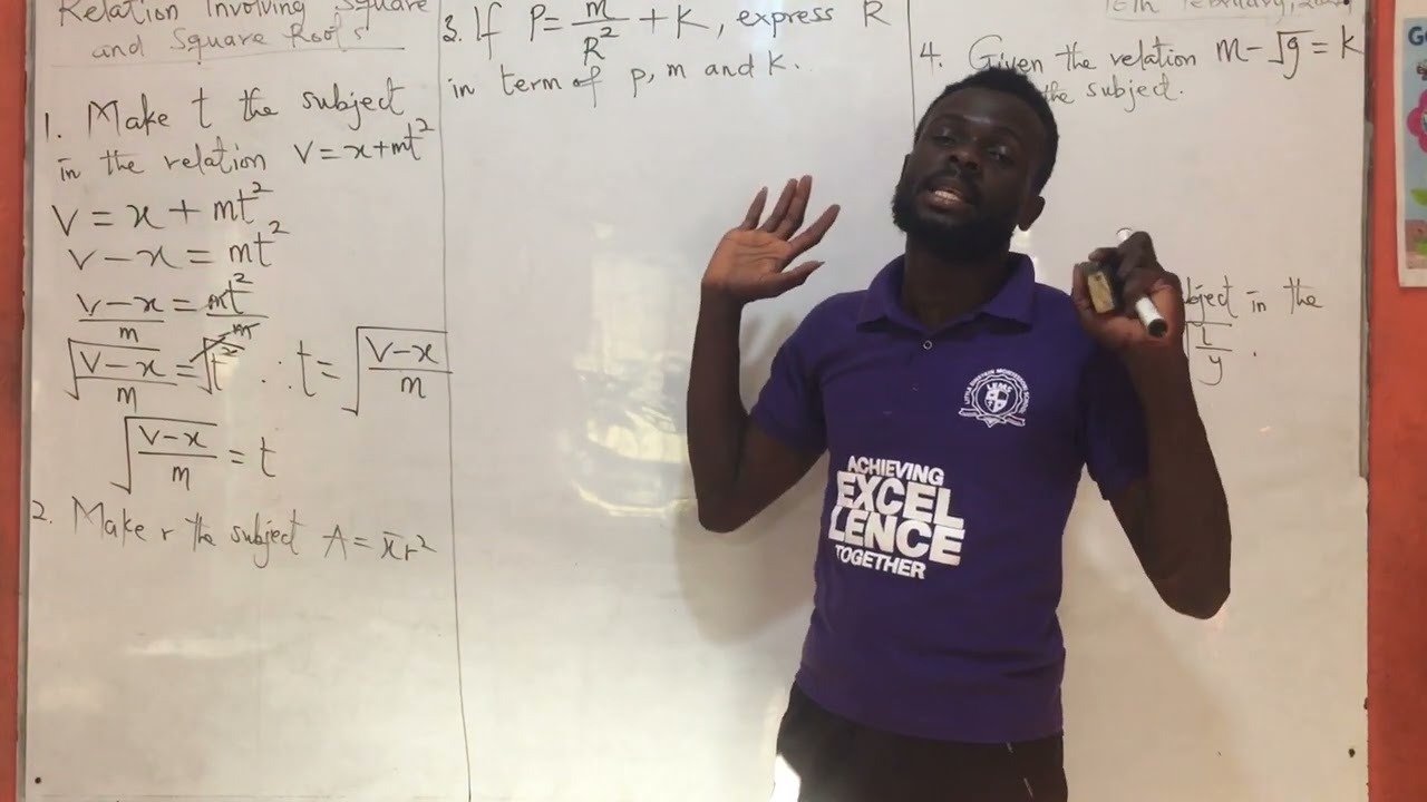 Change of subjects (Relation involving square and square root)
