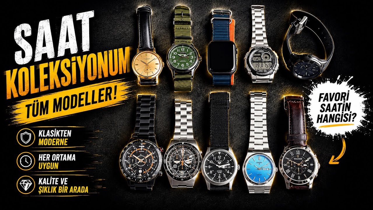 işte benim saatlerim Tissot, Seiko, Apple, Casio, Swatch, Nacar, Timex, Fossil ne ararsan var!